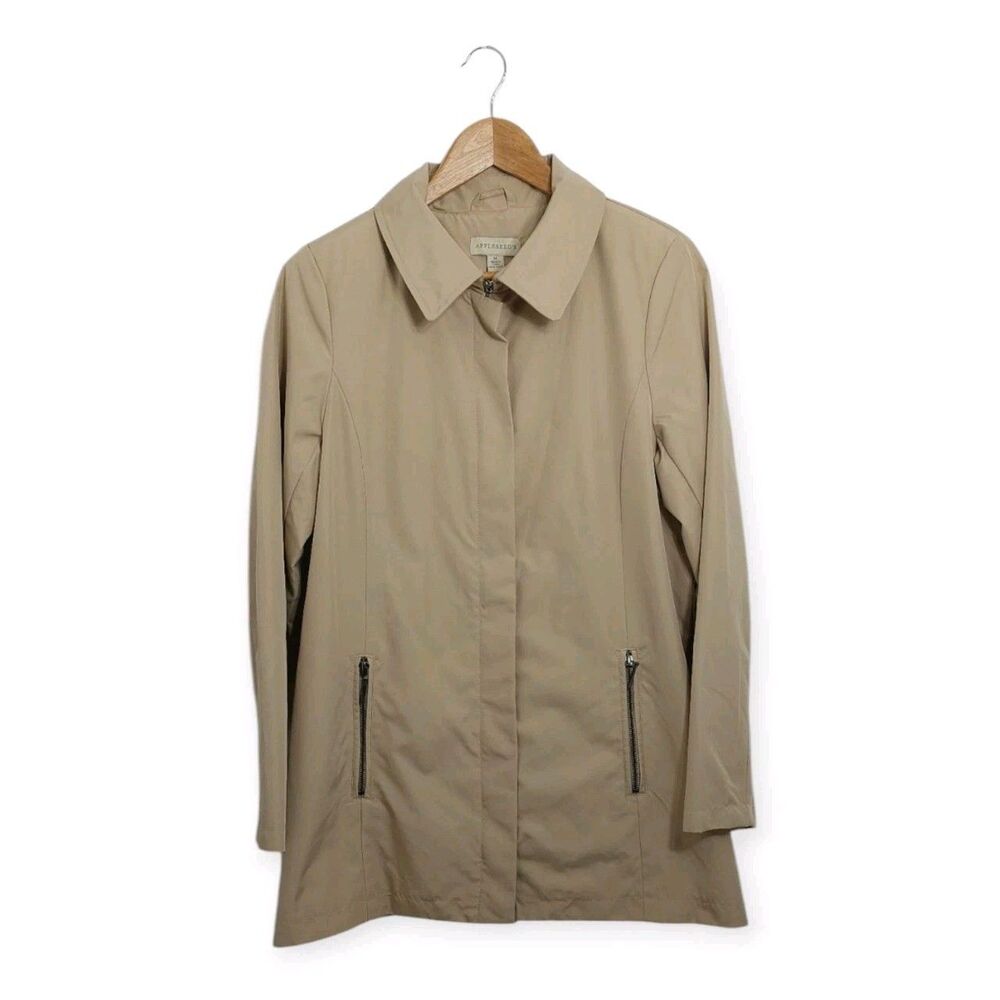 Appleseed's Women's Size Medium Jacket Coat Full Zipper Beige Cream Bone